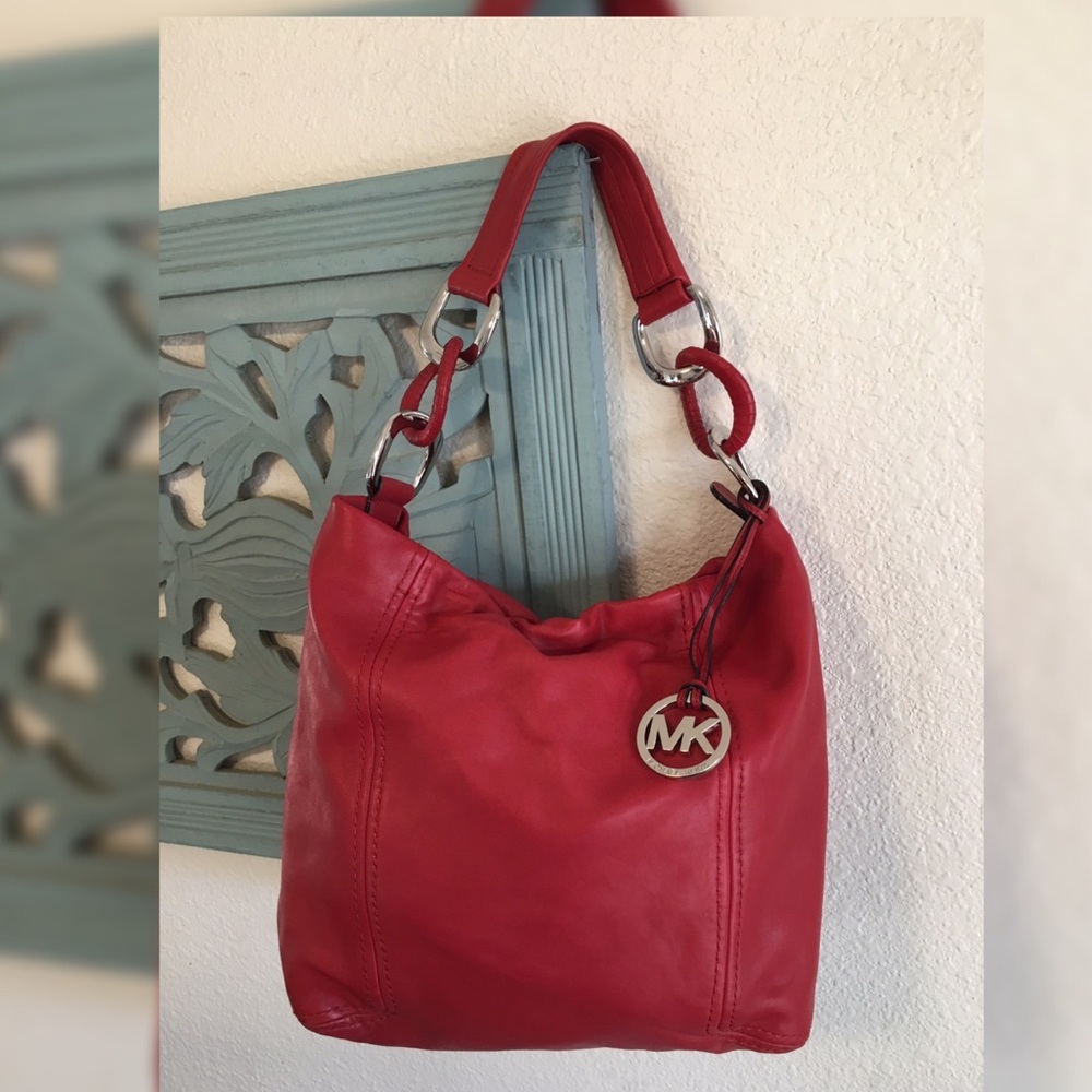 Like New! Michael Kors Soft red leather hobo